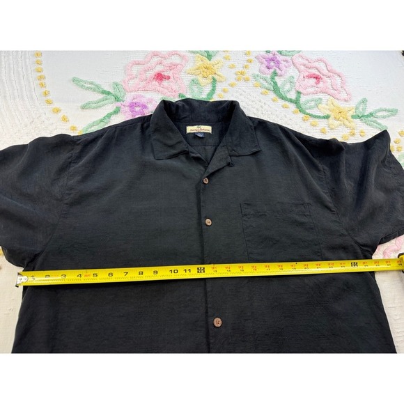 Tommy‎ Bahama XL Silk Black Graphic Back Camp Shirt Straight Up with a Twist - Picture 4 of 7